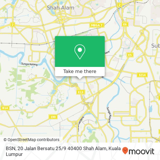 BSN, 20 Jalan Bersatu 25 / 9 40400 Shah Alam map