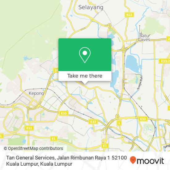 Peta Tan General Services, Jalan Rimbunan Raya 1 52100 Kuala Lumpur
