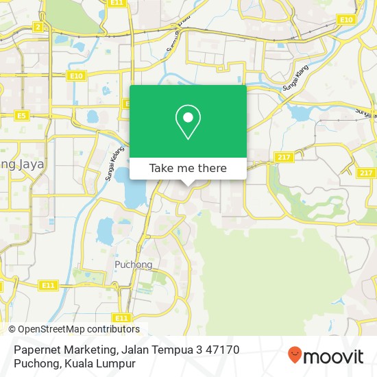 Peta Papernet Marketing, Jalan Tempua 3 47170 Puchong