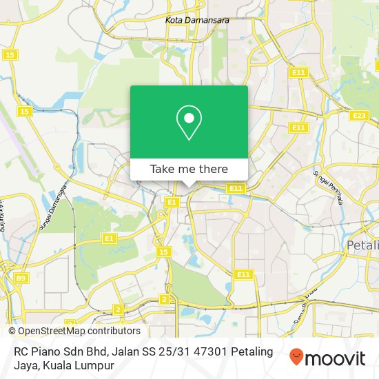 Peta RC Piano Sdn Bhd, Jalan SS 25 / 31 47301 Petaling Jaya