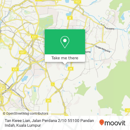 Peta Tan Kwee Lian, Jalan Perdana 2 / 10 55100 Pandan Indah
