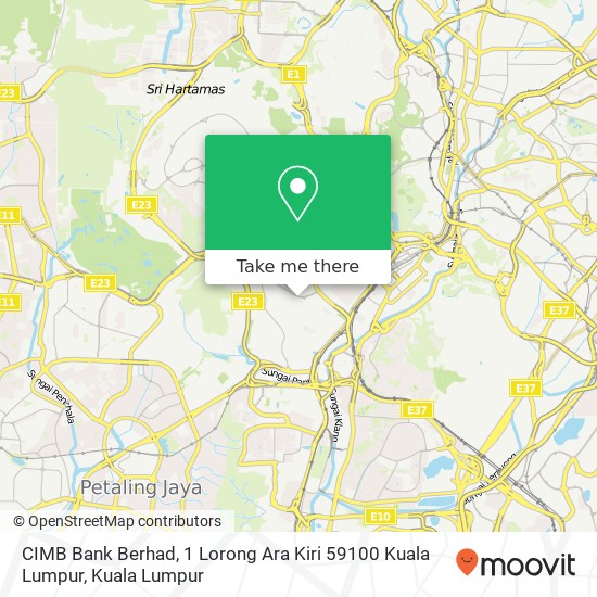 Peta CIMB Bank Berhad, 1 Lorong Ara Kiri 59100 Kuala Lumpur