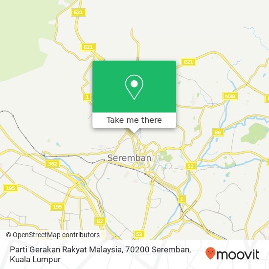 Peta Parti Gerakan Rakyat Malaysia, 70200 Seremban