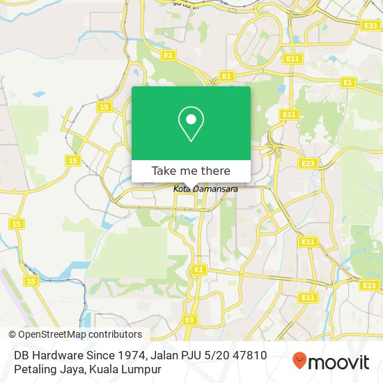 Peta DB Hardware Since 1974, Jalan PJU 5 / 20 47810 Petaling Jaya