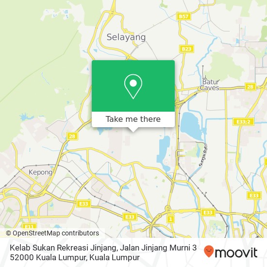 Peta Kelab Sukan Rekreasi Jinjang, Jalan Jinjang Murni 3 52000 Kuala Lumpur