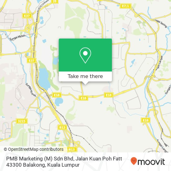 Peta PMB Marketing (M) Sdn Bhd, Jalan Kuan Poh Fatt 43300 Balakong