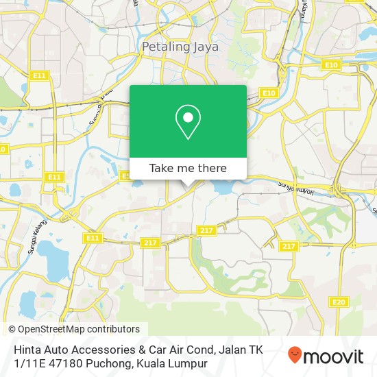 Peta Hinta Auto Accessories & Car Air Cond, Jalan TK 1 / 11E 47180 Puchong