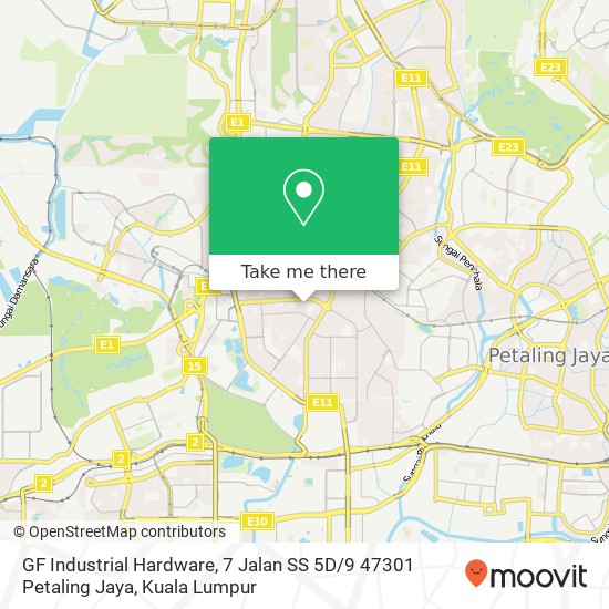 Peta GF Industrial Hardware, 7 Jalan SS 5D / 9 47301 Petaling Jaya