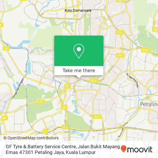 Peta GF Tyre & Battery Service Centre, Jalan Bukit Mayang Emas 47301 Petaling Jaya