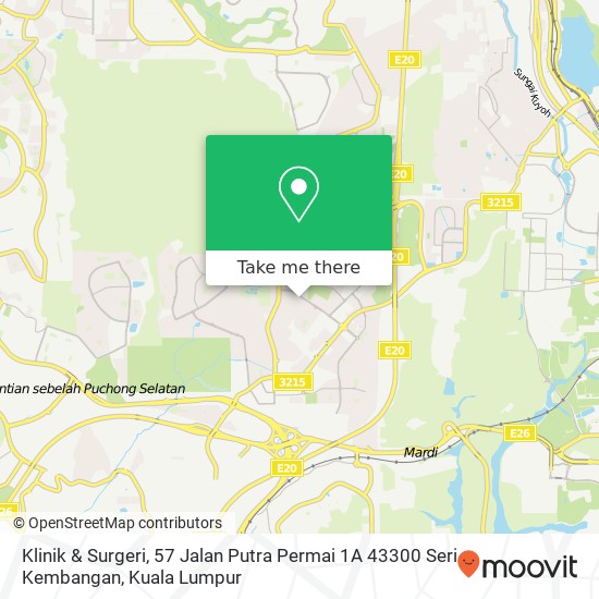 Peta Klinik & Surgeri, 57 Jalan Putra Permai 1A 43300 Seri Kembangan