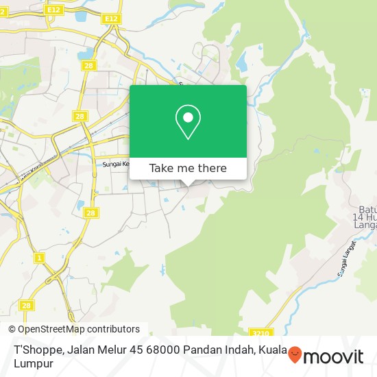 Peta T'Shoppe, Jalan Melur 45 68000 Pandan Indah