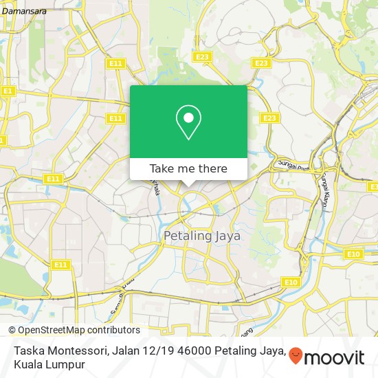 Peta Taska Montessori, Jalan 12 / 19 46000 Petaling Jaya
