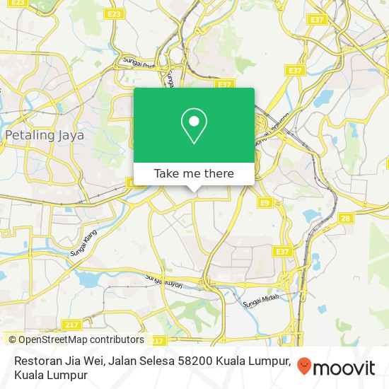 Peta Restoran Jia Wei, Jalan Selesa 58200 Kuala Lumpur