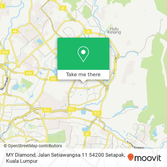 Peta MY Diamond, Jalan Setiawangsa 11 54200 Setapak