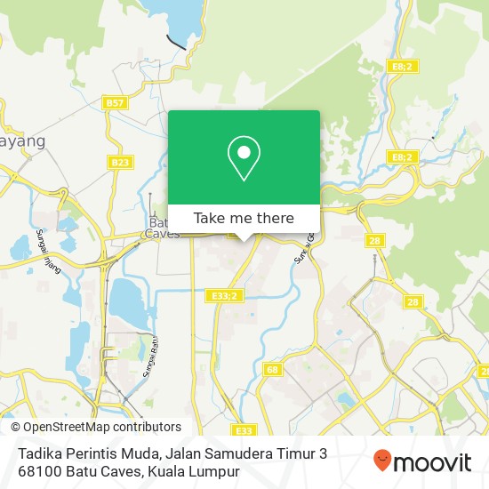Peta Tadika Perintis Muda, Jalan Samudera Timur 3 68100 Batu Caves