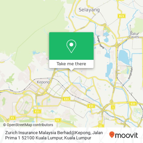 Peta Zurich Insurance Malaysia Berhad@Kepong, Jalan Prima 1 52100 Kuala Lumpur