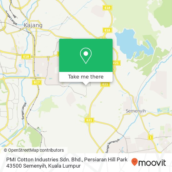 PMI Cotton Industries Sdn. Bhd., Persiaran Hill Park 43500 Semenyih map