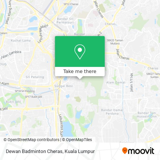 Dewan Badminton Cheras map