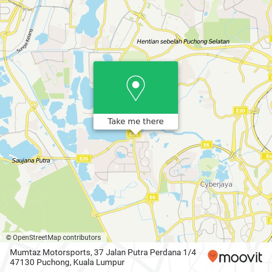 Peta Mumtaz Motorsports, 37 Jalan Putra Perdana 1 / 4 47130 Puchong