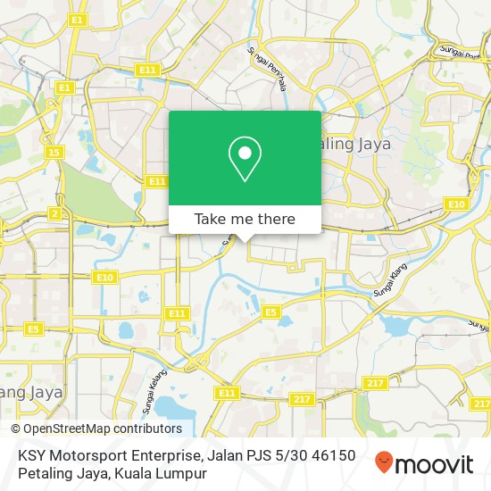 Peta KSY Motorsport Enterprise, Jalan PJS 5 / 30 46150 Petaling Jaya
