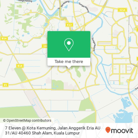 Peta 7 Eleven @ Kota Kemuning, Jalan Anggerik Eria AU 31 / AU 40460 Shah Alam