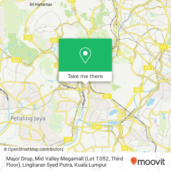 Peta Major Drop, Mid Valley Megamall (Lot T.052, Third Floor), Lingkaran Syed Putra
