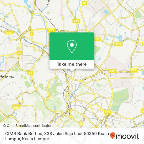 Peta CIMB Bank Berhad, 338 Jalan Raja Laut 50350 Kuala Lumpur