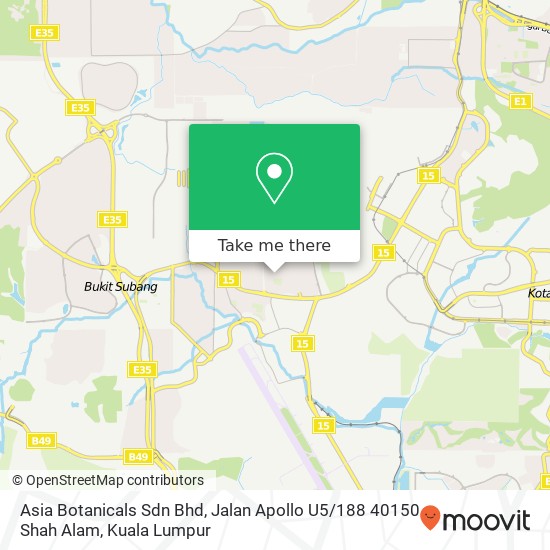 Asia Botanicals Sdn Bhd, Jalan Apollo U5 / 188 40150 Shah Alam map