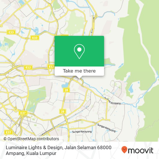 Peta Luminaire Lights & Design, Jalan Selaman 68000 Ampang