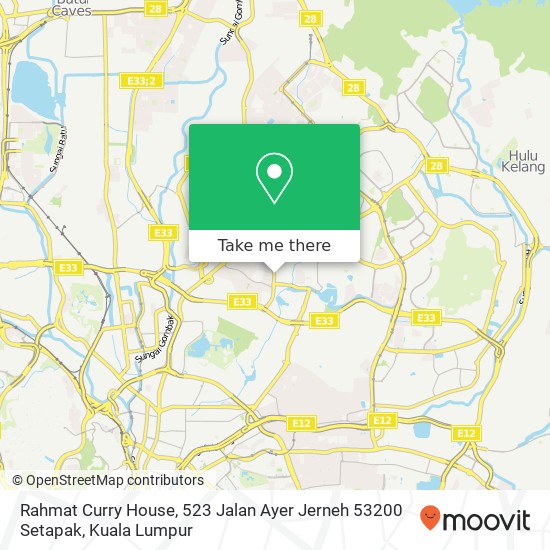 Peta Rahmat Curry House, 523 Jalan Ayer Jerneh 53200 Setapak