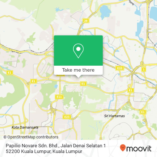 Peta Papilio Novare Sdn. Bhd., Jalan Denai Selatan 1 52200 Kuala Lumpur