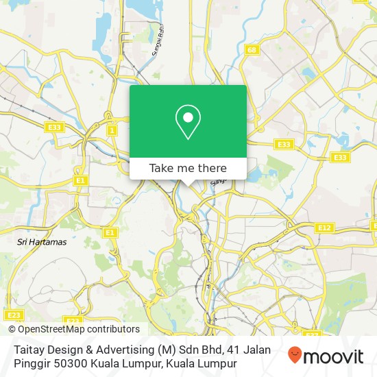 Taitay Design & Advertising (M) Sdn Bhd, 41 Jalan Pinggir 50300 Kuala Lumpur map