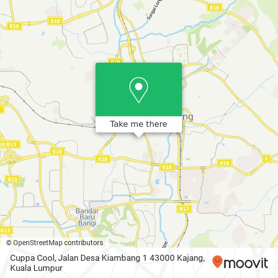 Peta Cuppa Cool, Jalan Desa Kiambang 1 43000 Kajang