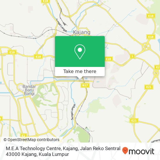 Peta M.E.A Technology Centre, Kajang, Jalan Reko Sentral 43000 Kajang
