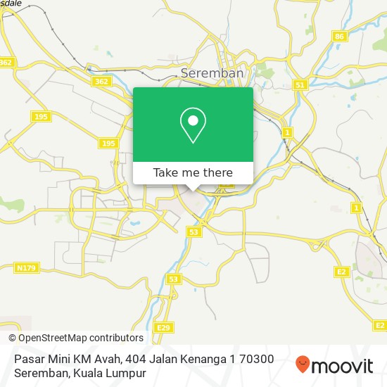 Peta Pasar Mini KM Avah, 404 Jalan Kenanga 1 70300 Seremban