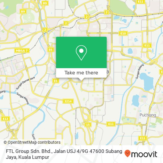 Peta FTL Group Sdn. Bhd., Jalan USJ 4 / 9G 47600 Subang Jaya