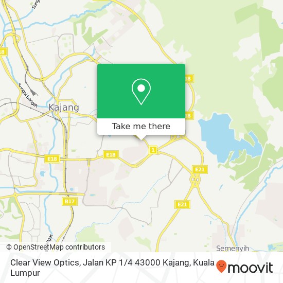 Peta Clear View Optics, Jalan KP 1 / 4 43000 Kajang