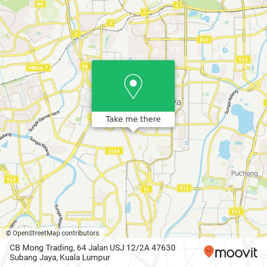 Peta CB Mong Trading, 64 Jalan USJ 12 / 2A 47630 Subang Jaya