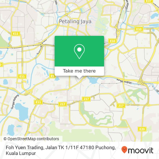 Peta Foh Yuen Trading, Jalan TK 1 / 11F 47180 Puchong