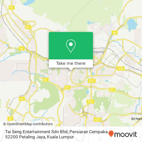 Tai Seng Entertainment Sdn Bhd, Persiaran Cempaka 52200 Petaling Jaya map