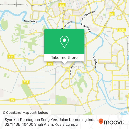 Syarikat Perniagaan Seng Yee, Jalan Kemuning Indah 32 / 143B 40400 Shah Alam map