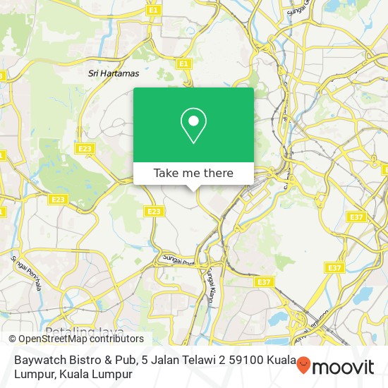 Peta Baywatch Bistro & Pub, 5 Jalan Telawi 2 59100 Kuala Lumpur