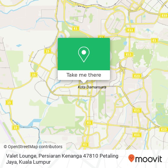 Peta Valet Lounge, Persiaran Kenanga 47810 Petaling Jaya