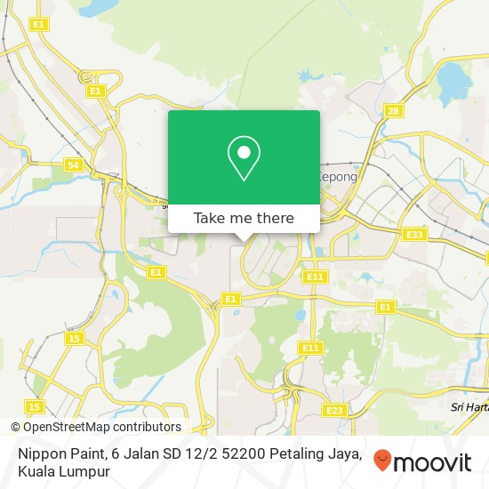 Peta Nippon Paint, 6 Jalan SD 12 / 2 52200 Petaling Jaya