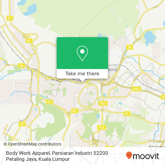 Peta Body Work Apparel, Persiaran Industri 52200 Petaling Jaya