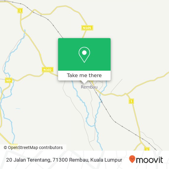 Peta 20 Jalan Terentang, 71300 Rembau