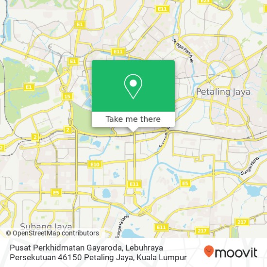 Peta Pusat Perkhidmatan Gayaroda, Lebuhraya Persekutuan 46150 Petaling Jaya