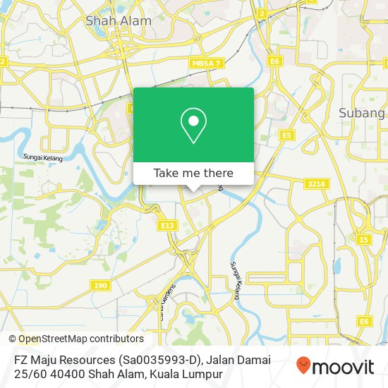 Peta FZ Maju Resources (Sa0035993-D), Jalan Damai 25 / 60 40400 Shah Alam