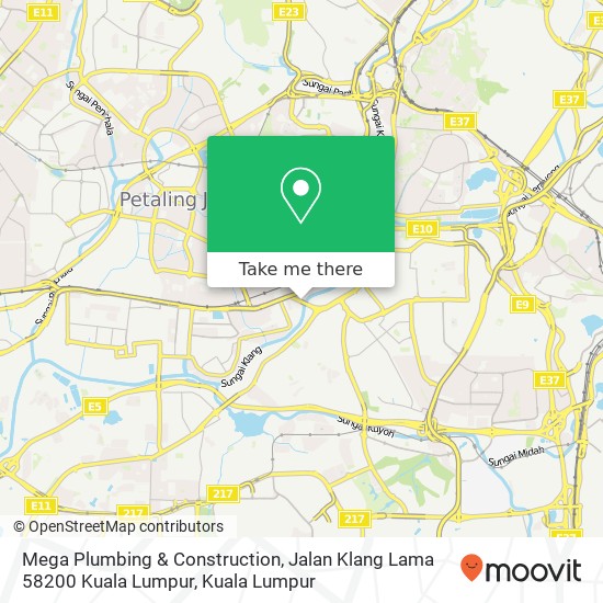 Mega Plumbing & Construction, Jalan Klang Lama 58200 Kuala Lumpur map
