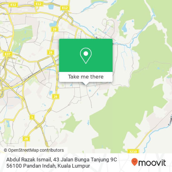 Peta Abdul Razak Ismail, 43 Jalan Bunga Tanjung 9C 56100 Pandan Indah